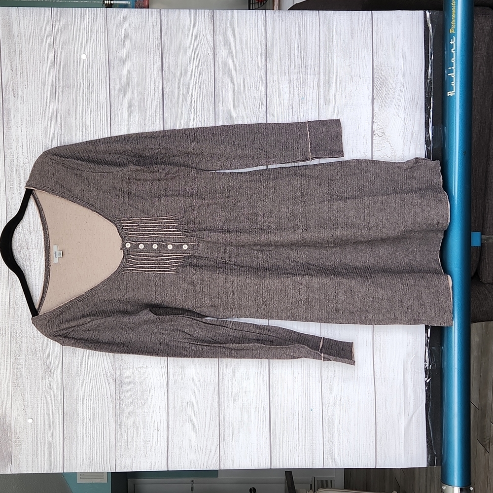 Ecote heathered Henley long sleeve shirt dress